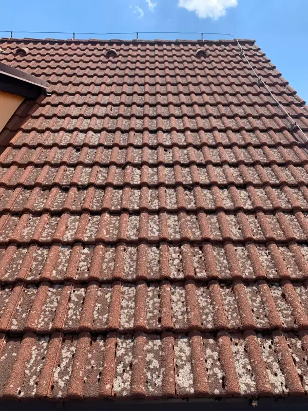 Střecha zepředu před čištěním